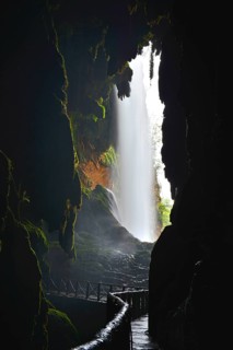 Cave inside the Cola de Caballo Waterfall