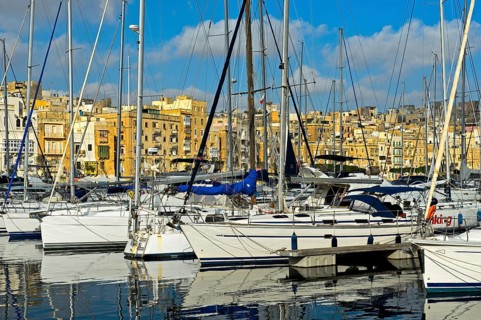 Sailing boats in Grand Harbour Marina Vittoriosa