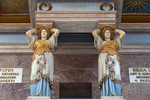 Caryatids on the gallery inside the Walhalla Temple