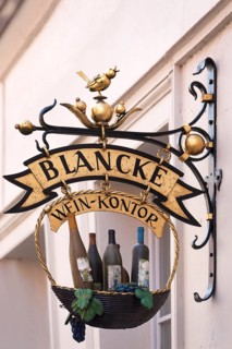 Hanging sign of a wine shop