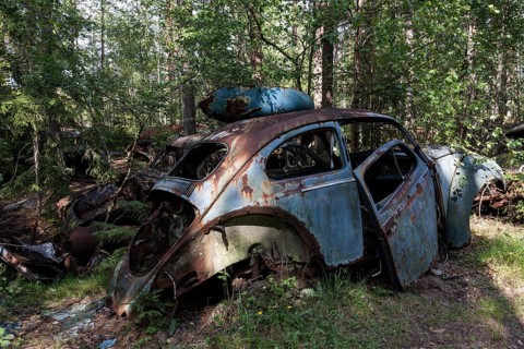 Auto graveyard in the forest