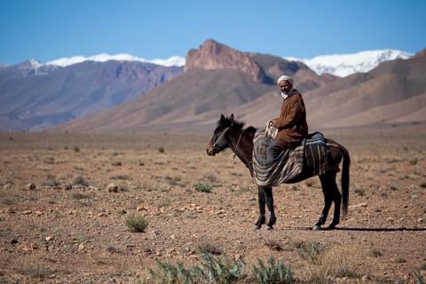 Nomad Berber riding a horse