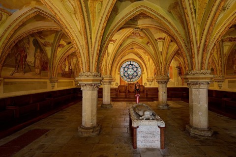 Chapter house with the high grave of Duke Friedrich II. The Belligerent