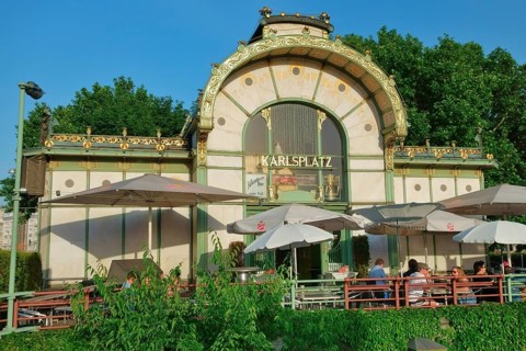 Art Nouveau-style cafe by architect Otto Wagner