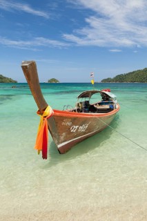 Longtail boat at Monkey Beach on Ko Rawi island