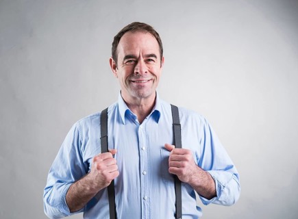 Successful businessman being happy