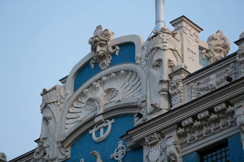 Art Nouveau facade of the house Eliza iela 10b or Elizabeth Street 10b