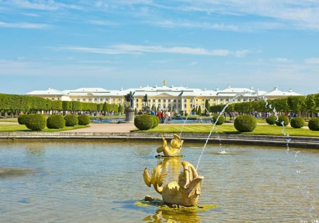 Fountain with golden fish