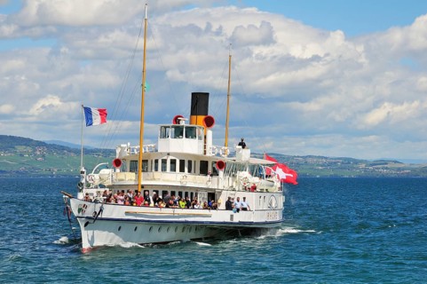 Paddle steamer France on Lake Geneva or Lac Leman