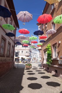 Altstadtgasse with colorful umbrellas