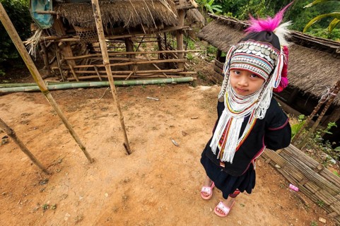 Traditionally dressed girl from the Akha people