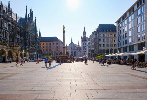 Marienplatz with Marian Column and Old Town Hall