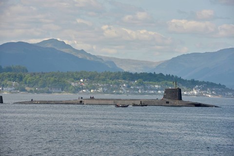 Nuclear submarine of the British fleet in the Firth of Clyde