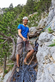 Climber on the Eichertsteig via ferrata