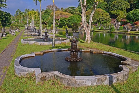 Fountains and water basins at the Tirta Gangga Water Temple
