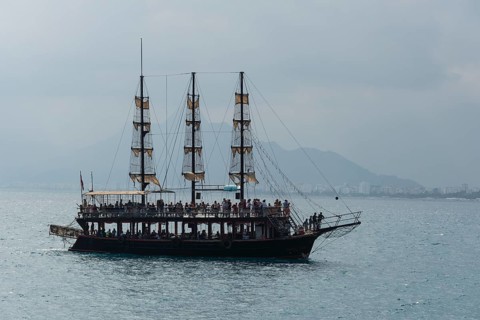 Excursion boat in the Gulf of Antalya