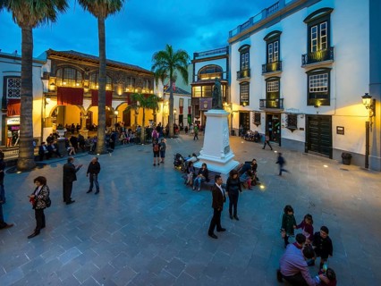 View from the church Iglesia Matriz de El Salvador onto the Plaza de Espana