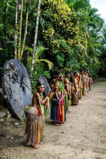 Stick dance performed by the tribal people of Yap Island