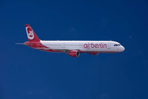 D-ALSA Air Berlin Airbus A321-211 in flight against blue sky