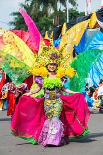 Elaborate costume at the Jember Fashion Festival