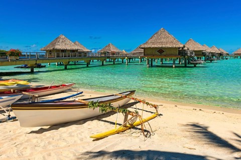 Outrigger boats on the beach