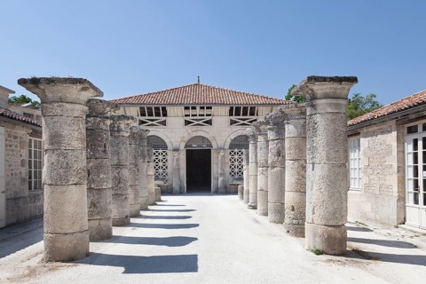 Pillars line the entrance to the Archaeological Museum