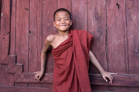 Novice monk in the Shwe Yaunghwe Kyaung Monastery