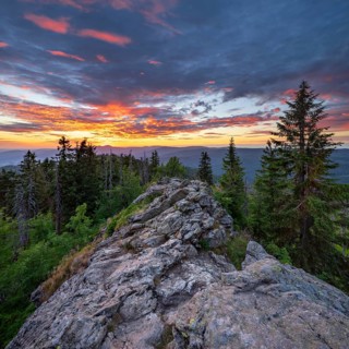 View from the summit of the Grosser Rachel at sunset