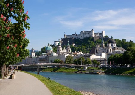 View of the historic centre and Festung Hohensalzburg Fortress