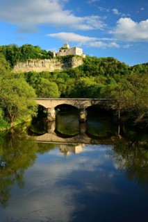 Ruins of Rudelsburg Castle on the Saale River near Bad Kosen