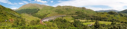 Panoramic landscape of Glenfinnan Viaduct