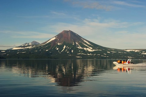 Speedboat on Kurile Lake