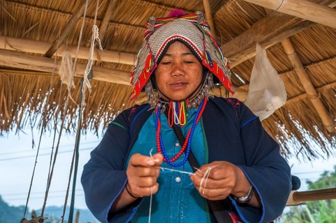 Traditionally dressed woman from the Akha people