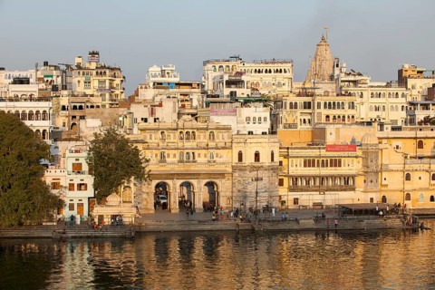 Gate Gangaur Ghat on Lake Pichola with historic centre