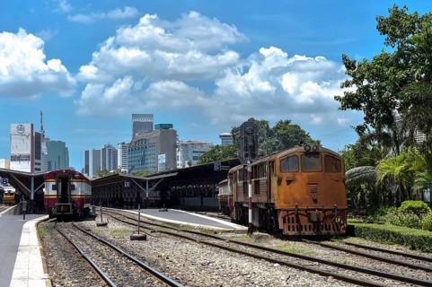 Train pulling out of the main station
