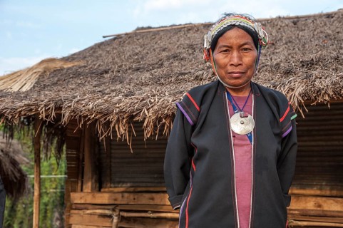 Traditionally dressed woman from the Akha people