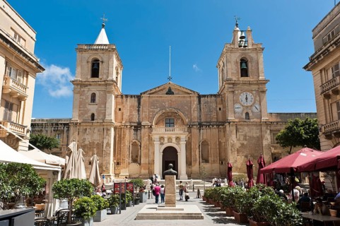 Simple western facade with two bell towers