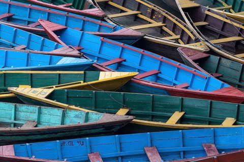 Colourful boats on Phewa Lake