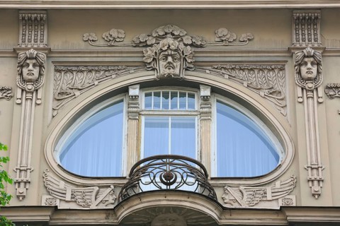 Art Nouveau facade of the house Eliza iela 10a or Elizabeth Street 10a