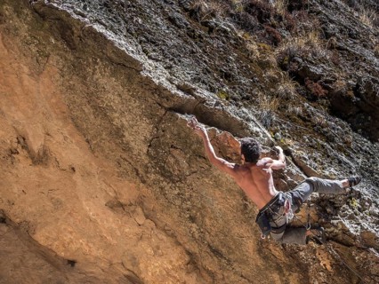 Free climber on a ridge
