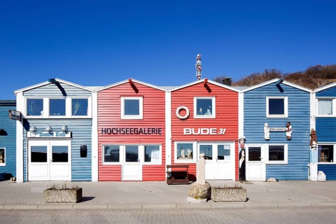 Replicas of historic lobster shacks