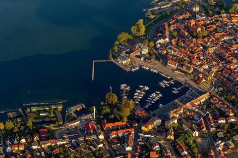 Waren with the marina on Binnenmuritz Lake