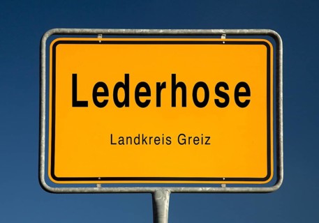 City limits sign of Lederhose