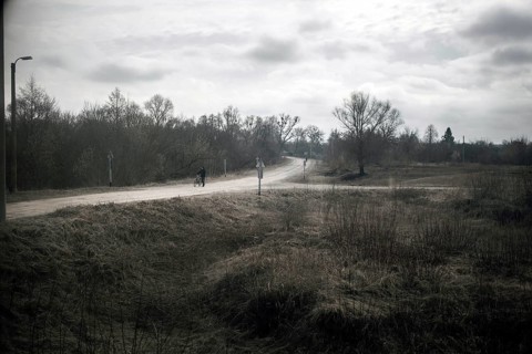 View of a contaminated area from a train that takes the workers of Slavutych to Chernobyl through a stretch of Belarussian territory