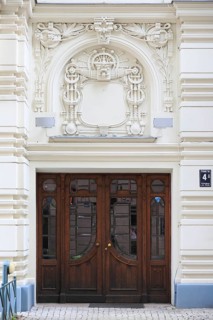 Art Nouveau entrance of the house Strelnieku iela 12
