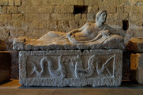 Etruscan sarcophagus in the Basilica of San Pietro
