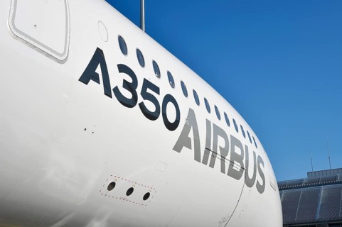 Airbus A 350 900 XWB fuselage with lettering