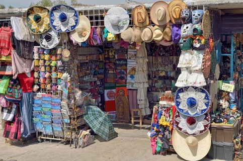 Booth for souvenirs in the shopping area of the Archaeological Site of Teotihuacan