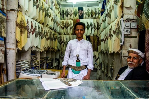 Men selling Kashmir clothes in the old city