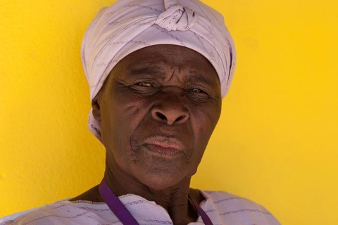 Native woman wearing a headscarf
